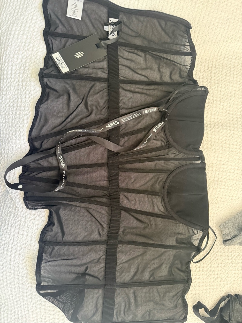 Heiress Black Strapless Mesh Corset Camisole - Picture 5 of 5